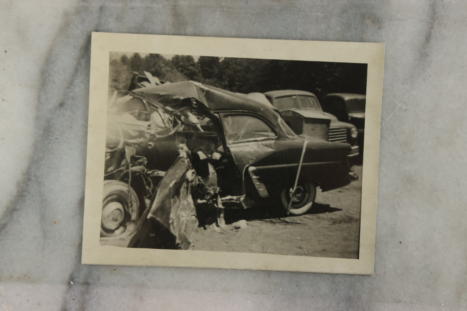 Lot 127 - Grouping Of 15+ Vintage Snapshot Photographs Of Automobile Crash Aftermath, Circa Mid-20th Century