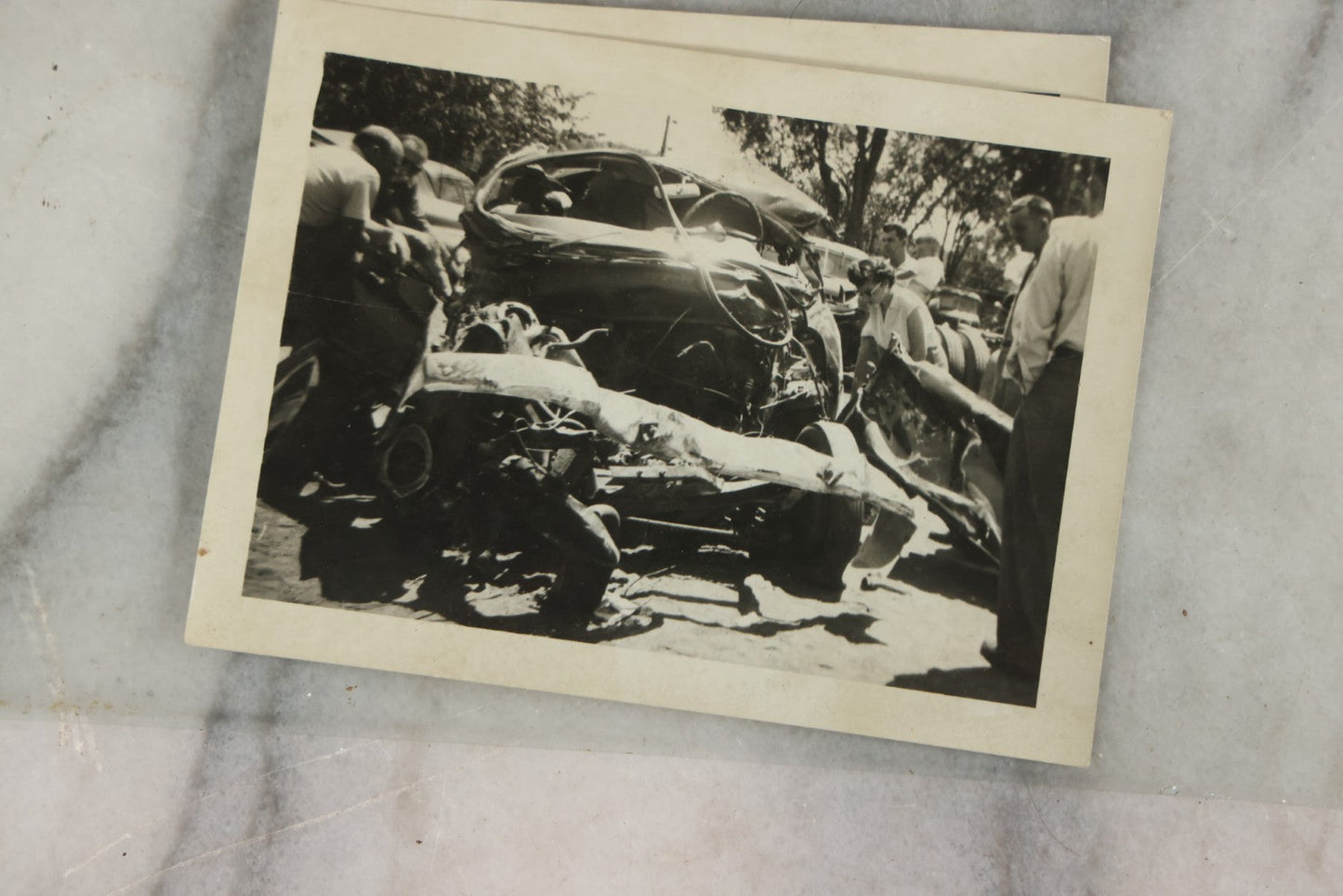 Lot 127 - Grouping Of 15+ Vintage Snapshot Photographs Of Automobile Crash Aftermath, Circa Mid-20th Century