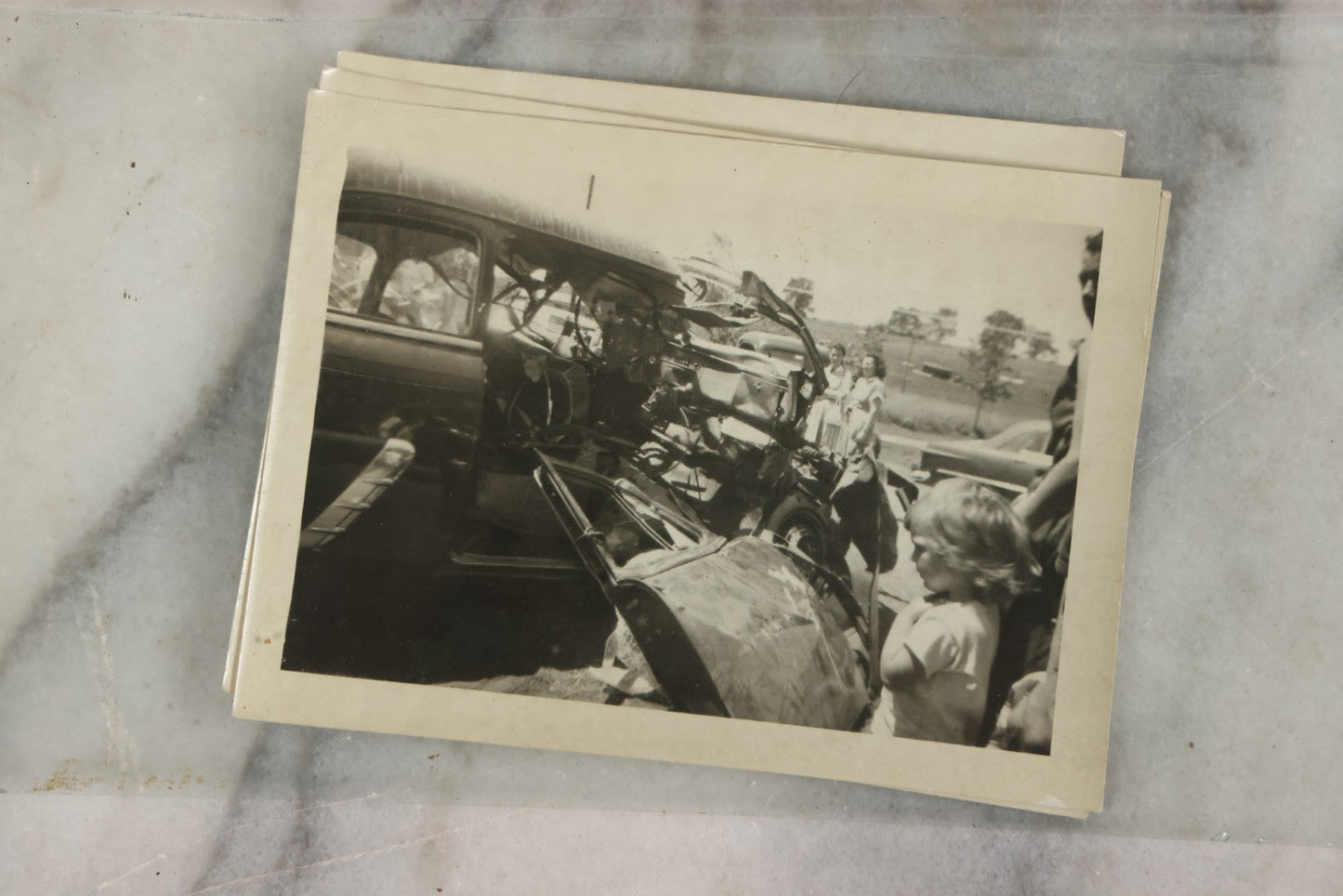 Lot 127 - Grouping Of 15+ Vintage Snapshot Photographs Of Automobile Crash Aftermath, Circa Mid-20th Century