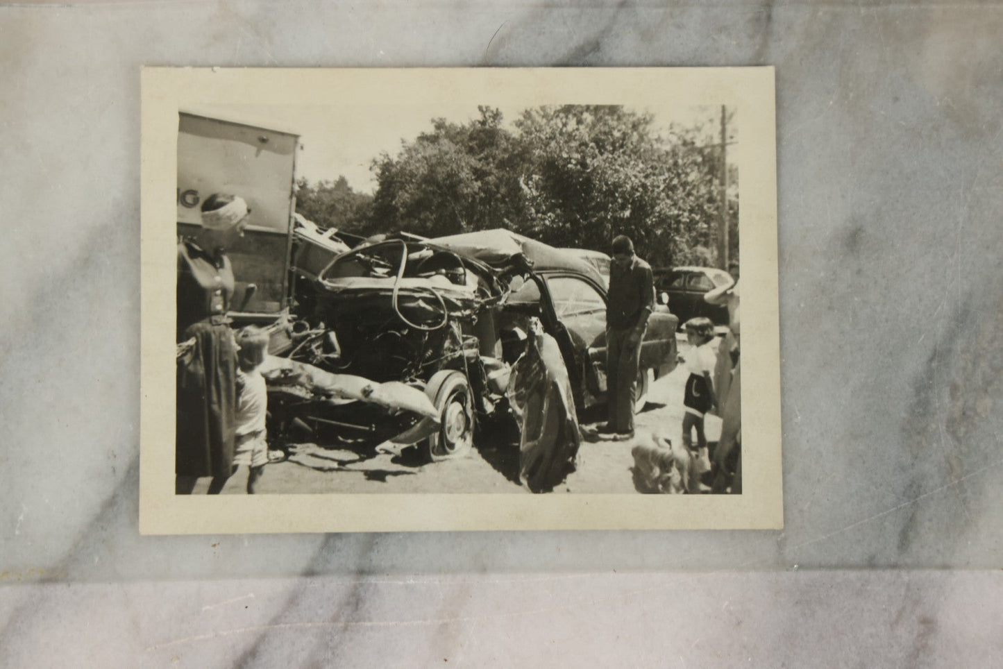 Lot 127 - Grouping Of 15+ Vintage Snapshot Photographs Of Automobile Crash Aftermath, Circa Mid-20th Century