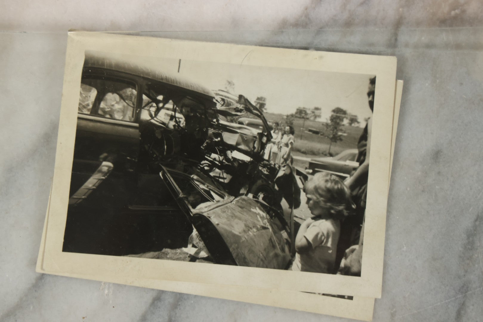 Lot 127 - Grouping Of 15+ Vintage Snapshot Photographs Of Automobile Crash Aftermath, Circa Mid-20th Century