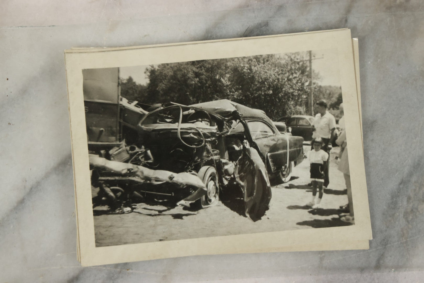 Lot 127 - Grouping Of 15+ Vintage Snapshot Photographs Of Automobile Crash Aftermath, Circa Mid-20th Century