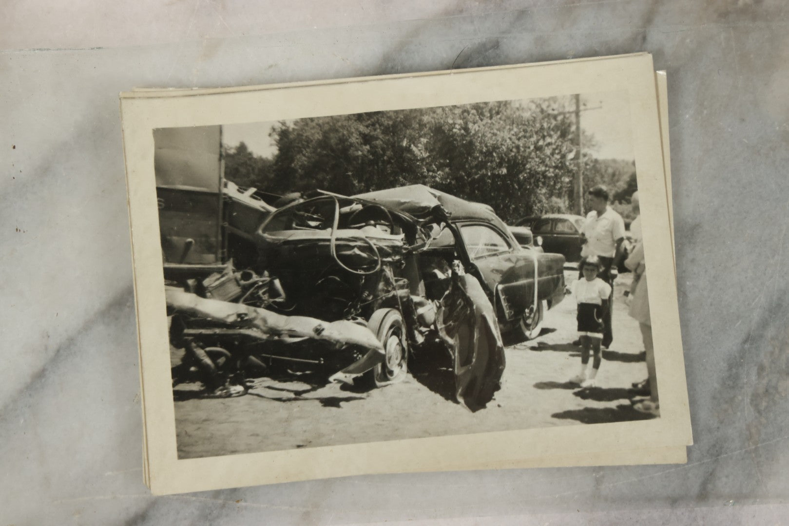 Lot 127 - Grouping Of 15+ Vintage Snapshot Photographs Of Automobile Crash Aftermath, Circa Mid-20th Century