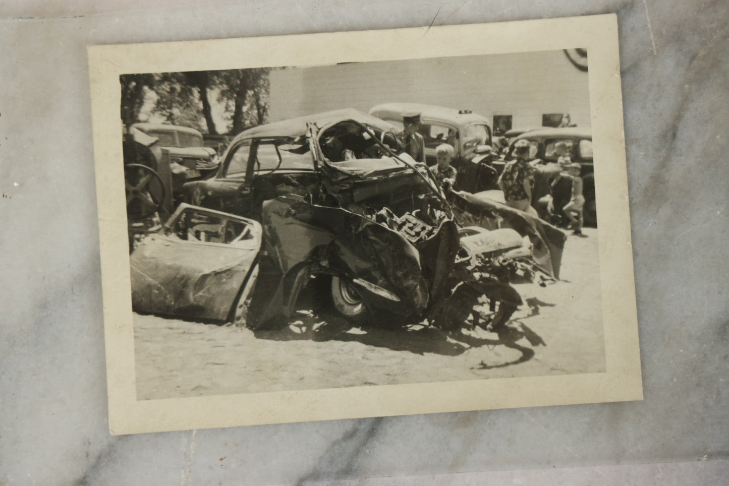 Lot 127 - Grouping Of 15+ Vintage Snapshot Photographs Of Automobile Crash Aftermath, Circa Mid-20th Century