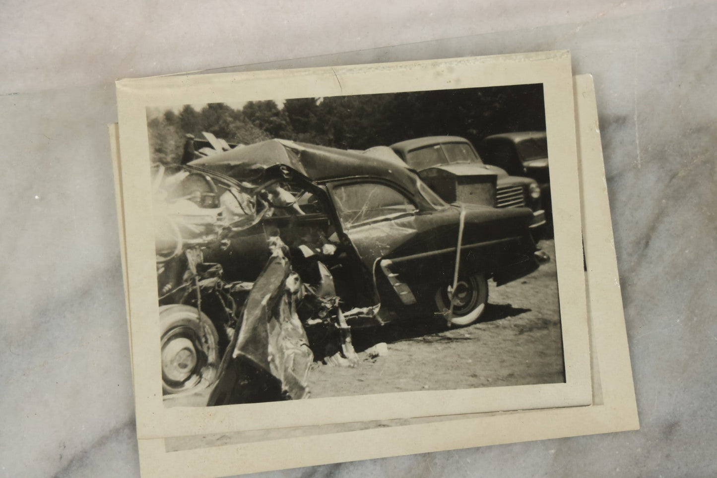 Lot 127 - Grouping Of 15+ Vintage Snapshot Photographs Of Automobile Crash Aftermath, Circa Mid-20th Century
