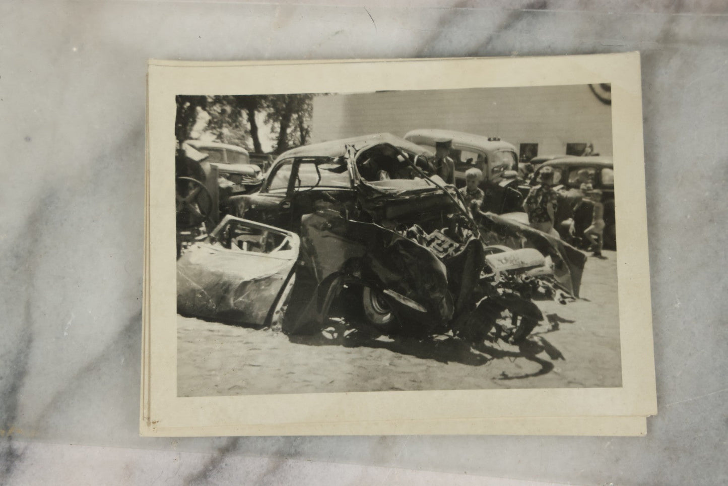 Lot 127 - Grouping Of 15+ Vintage Snapshot Photographs Of Automobile Crash Aftermath, Circa Mid-20th Century