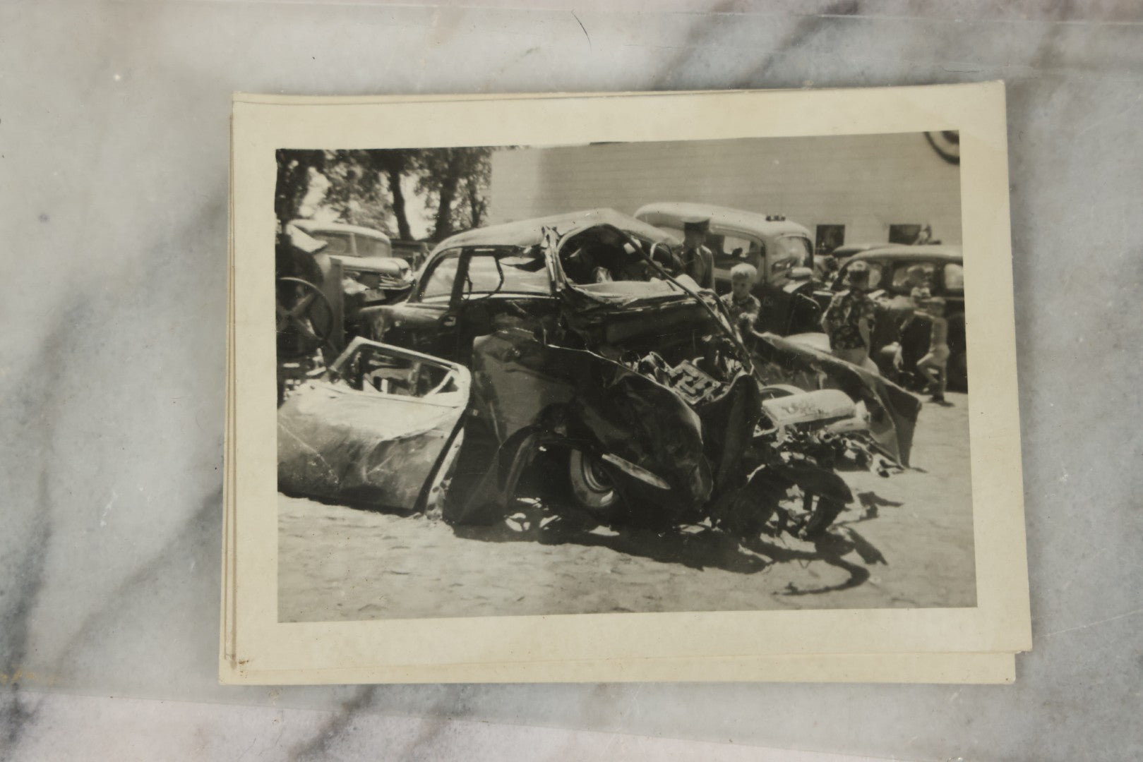 Lot 127 - Grouping Of 15+ Vintage Snapshot Photographs Of Automobile Crash Aftermath, Circa Mid-20th Century