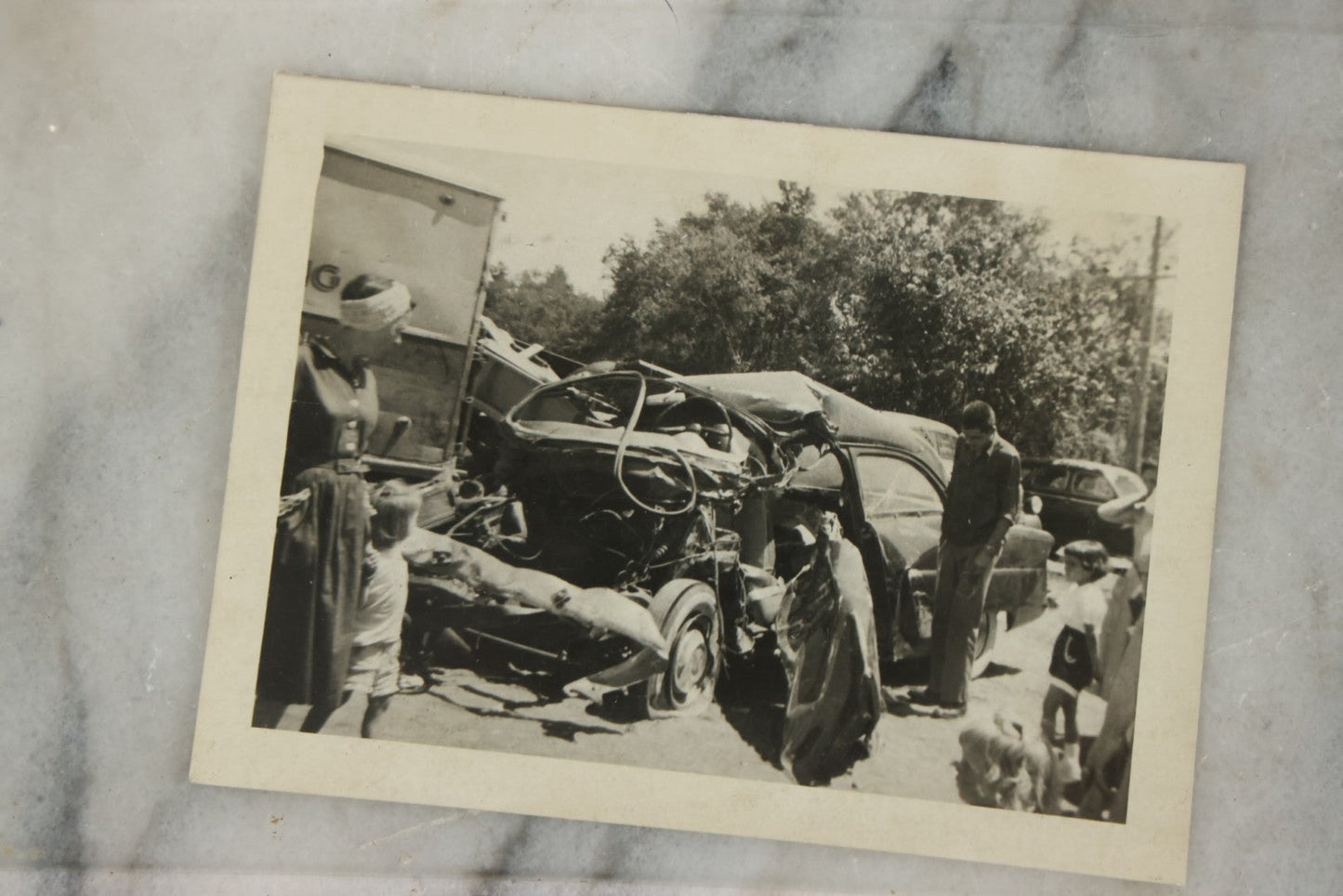 Lot 127 - Grouping Of 15+ Vintage Snapshot Photographs Of Automobile Crash Aftermath, Circa Mid-20th Century