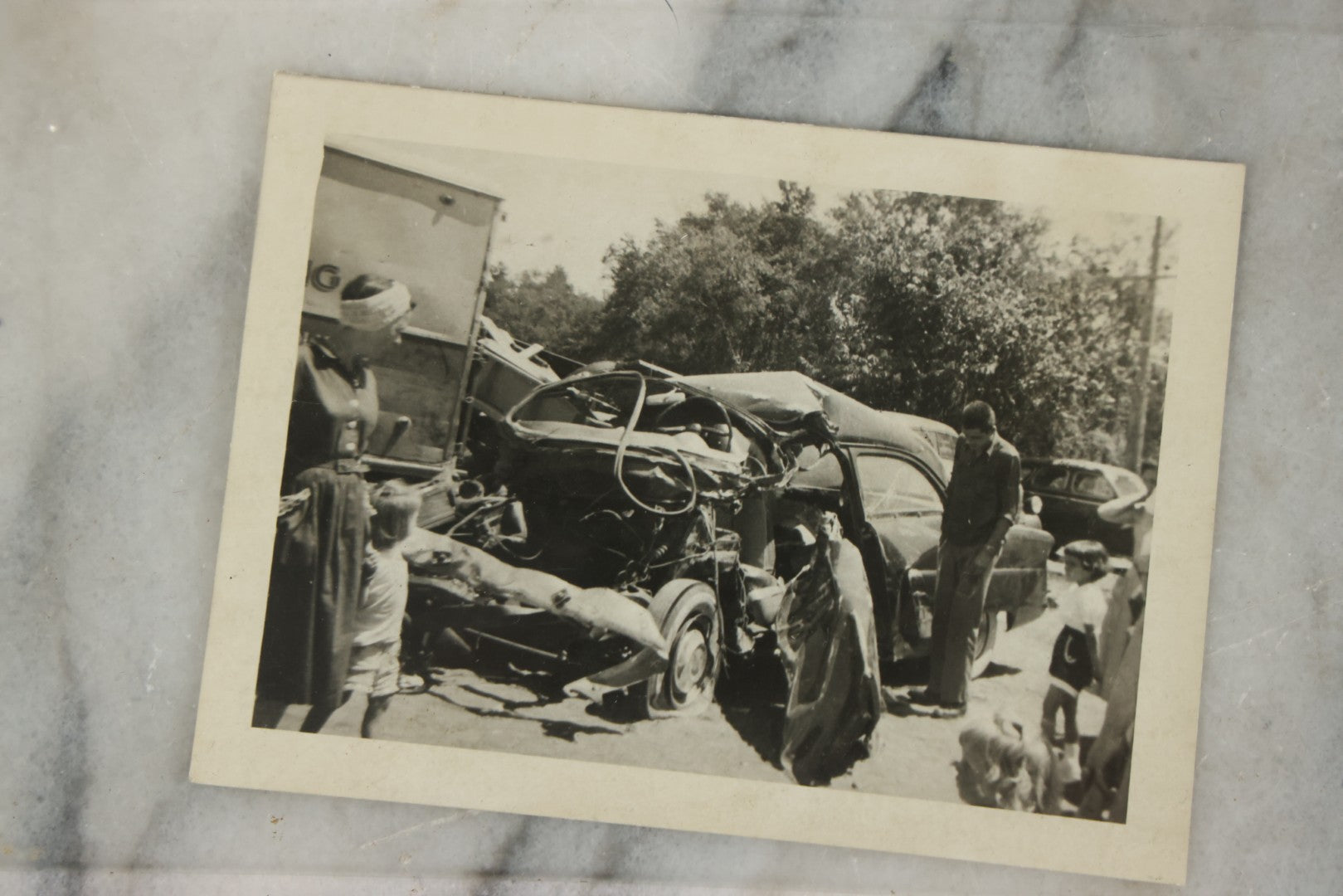 Lot 127 - Grouping Of 15+ Vintage Snapshot Photographs Of Automobile Crash Aftermath, Circa Mid-20th Century