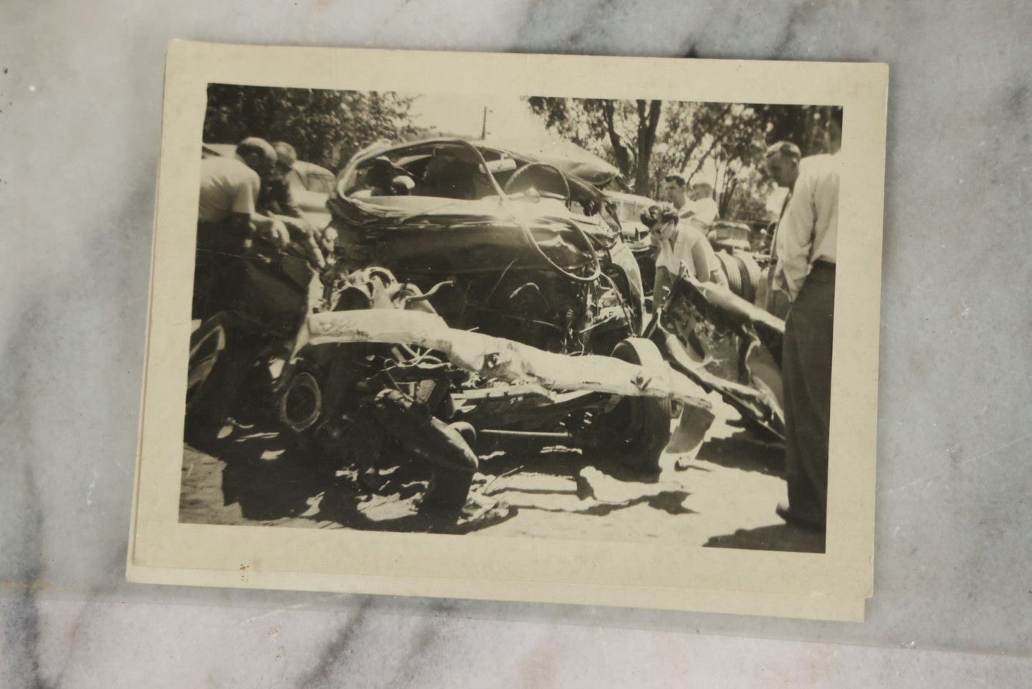 Lot 127 - Grouping Of 15+ Vintage Snapshot Photographs Of Automobile Crash Aftermath, Circa Mid-20th Century