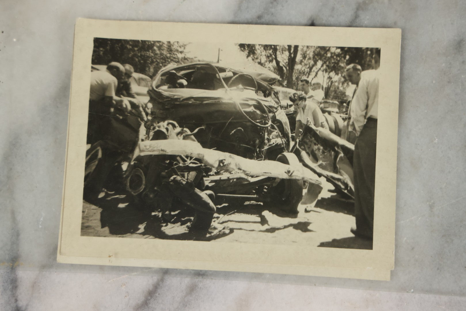 Lot 127 - Grouping Of 15+ Vintage Snapshot Photographs Of Automobile Crash Aftermath, Circa Mid-20th Century