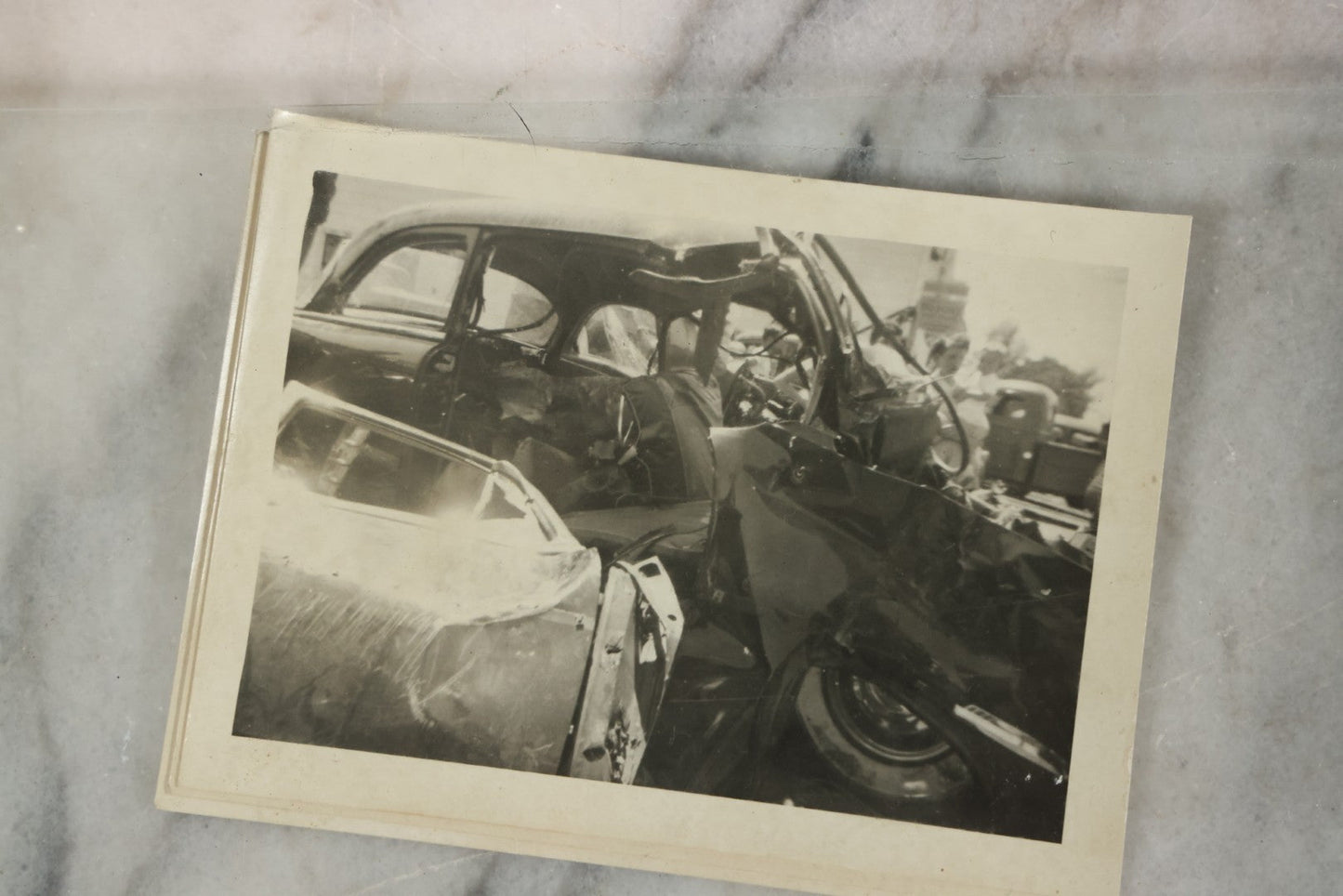 Lot 127 - Grouping Of 15+ Vintage Snapshot Photographs Of Automobile Crash Aftermath, Circa Mid-20th Century