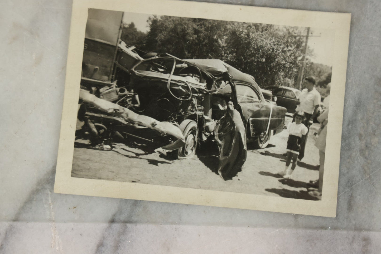 Lot 127 - Grouping Of 15+ Vintage Snapshot Photographs Of Automobile Crash Aftermath, Circa Mid-20th Century