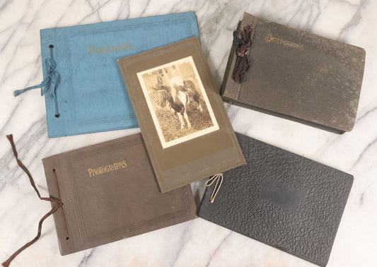 Lot 129 - Grouping Of Four Antique & Vintage Snapshot Photo Albums With One Boarded Photograph Of Child On Pony, Including Agricultural, Coastal, Sailing, And Animal Views