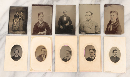 Lot 131 - Grouping Of Ten Antique Tintype Photographs, Including Two By M.D. Allen, Photographer, Fitchburg, Massachusetts
