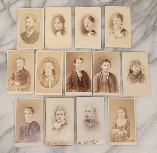 Lot 132 - Grouping Of Thirteen Antique Carte De Visite C.D.V. Photographs, Including Kimball Bros., Photographers