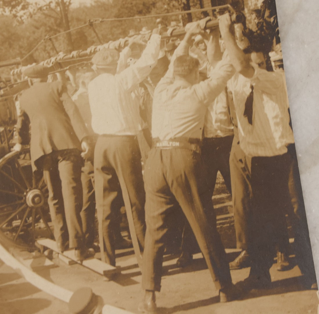 Lot 135 - Antique Photograph Of Hamilton Fire Company, Troy, New Hampshire, At “Play-Out” Event, Gardner, Massachusetts, August 2, 1919