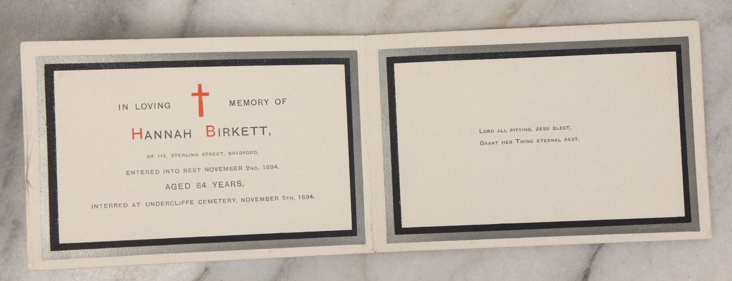 Lot 136 - Grouping Of 10+ Antique Ephemera And Photographs Relating To The Birkett And Horsfall Families Of Troy, New Hampshire, Including Memorial Card For Hannah Birkett