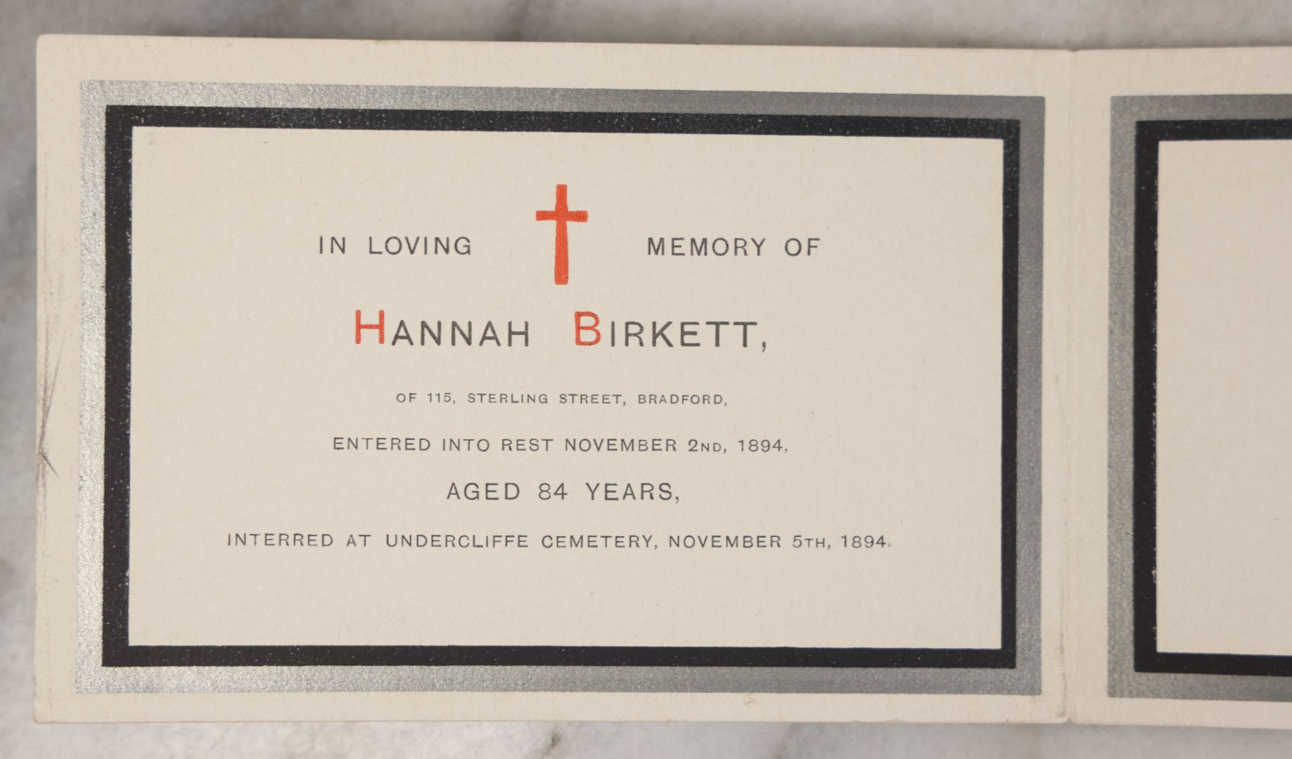 Lot 136 - Grouping Of 10+ Antique Ephemera And Photographs Relating To The Birkett And Horsfall Families Of Troy, New Hampshire, Including Memorial Card For Hannah Birkett