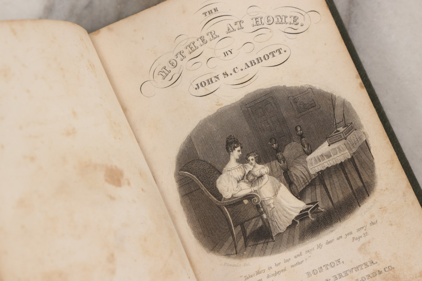 Lot 145 - "The Mother At Home" Antique Book On Motherhood By John S.C. Abbott, Published By Crocker & Brewster, Boston, And Leavitt Lord & Co., New York, 1834