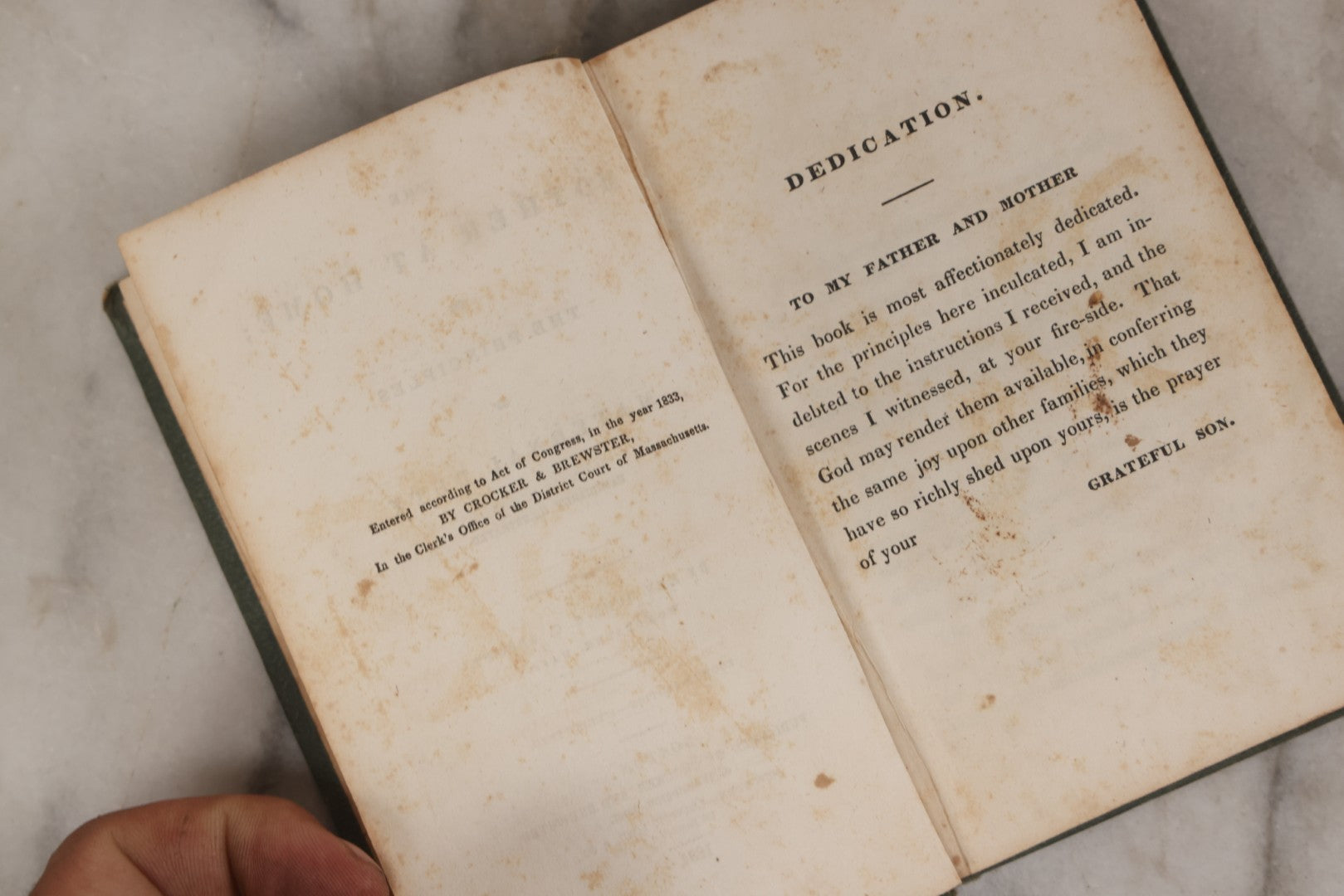 Lot 145 - "The Mother At Home" Antique Book On Motherhood By John S.C. Abbott, Published By Crocker & Brewster, Boston, And Leavitt Lord & Co., New York, 1834