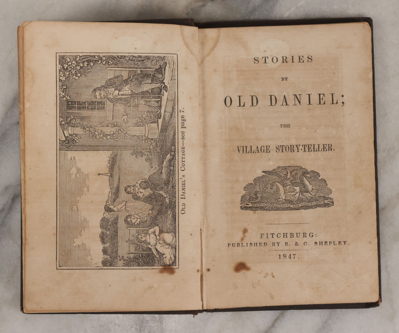 Lot 146 - "Stories By Old Daniel; The Village Story-Teller" Antique Children's Story Book, Illustrated With Woodcuts, Published By S. & C. Shepley, Fitchburg, 1847