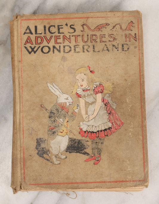 Lot 150 - "Alice's Adventures In Wonderland" Antique Children's Book By Lewis Carroll, Illustrated In Colors, Published By Gilbert H. McKibbin, New York, The Manhattan Young People's Library, Note Poor Condition
