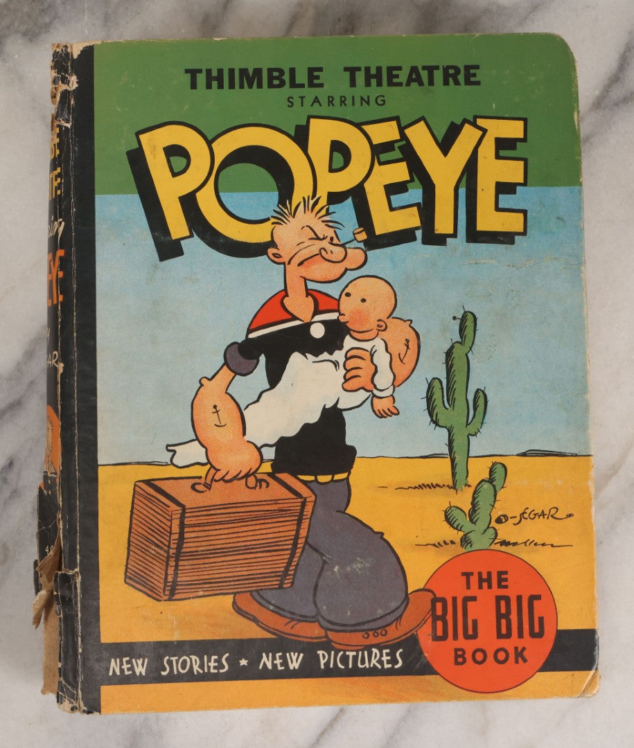 Lot 155 - "Thimble Theatre — Starring Popeye" Antique Children's Coloring Book By Segar, With Over 150 Pictures, Published By Whitman Publishing Company, Racine, Wisconsin, Copyright 1935 By King Features Syndicate, Inc., Wear To Spine