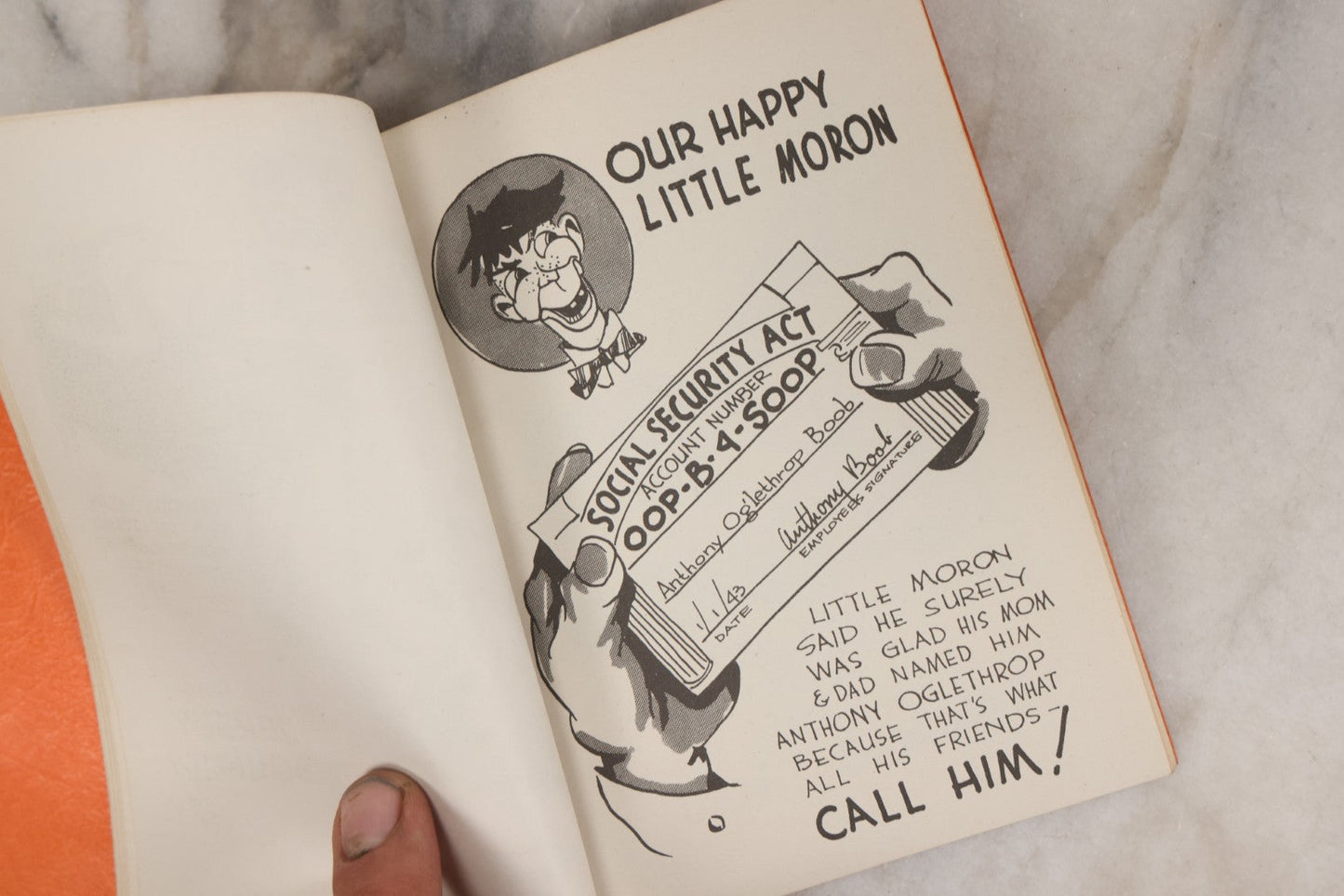 Lot 159 - "Little Moron" Vintage Comic Illustrated Joke Book Vintage Humor Book By Abbot “Heck” Hoecker And Clydene “Ilda” Oliver, Copyright 1943