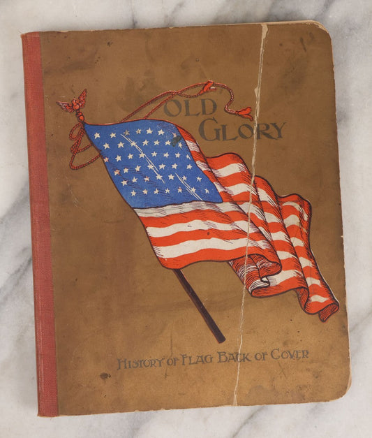 Lot 166 - "Old Glory" Antique Composition Notebook With American Flag Cover, Handwritten Notes On History Of North Adams, Massachusetts By Ethel Taylor, Hoosac Street School, 1910