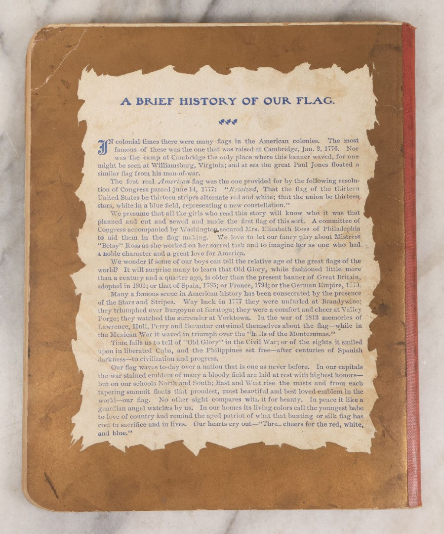 Lot 166 - "Old Glory" Antique Composition Notebook With American Flag Cover, Handwritten Notes On History Of North Adams, Massachusetts By Ethel Taylor, Hoosac Street School, 1910
