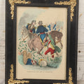 Lot 173 - Antique Hand-Colored Print Of "Washington And Lee At Monmouth" In Black Frame With Gold Corner Embellishments, 6-3/4" x 8-7/8"