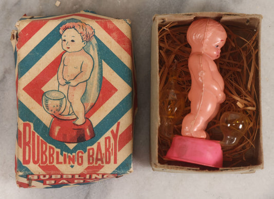 Lot 180 - Vintage "Bubbling Baby" Novelty Plastic Peeing Baby Toy In Original Box