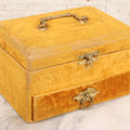 Lot 182 - Antique Yellow Velvet Jewelry Box With Brass Hardware And Tufted Interior