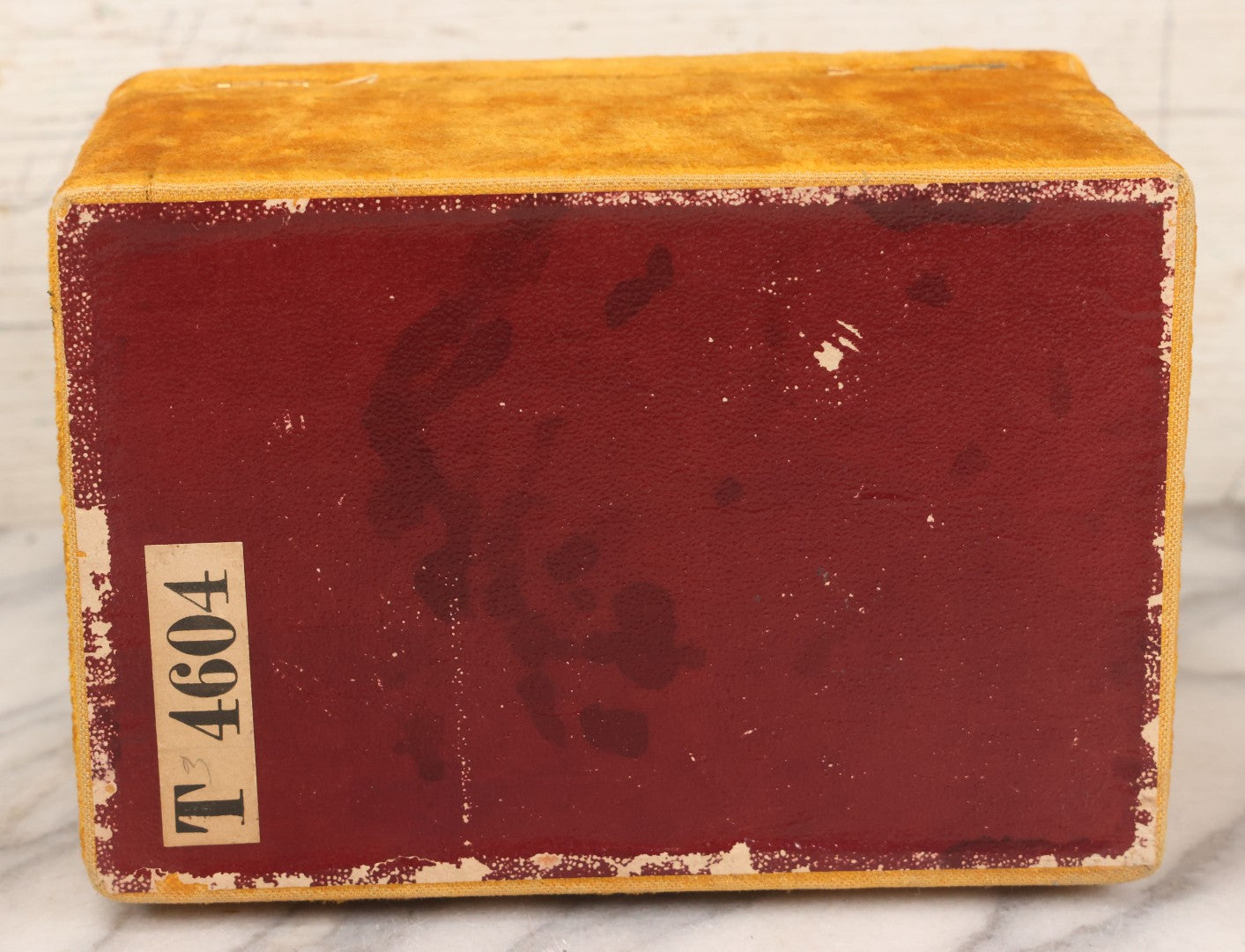 Lot 182 - Antique Yellow Velvet Jewelry Box With Brass Hardware And Tufted Interior