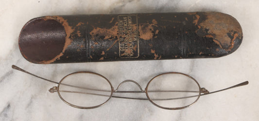 Lot 186 - Antique Spectacles With Slip Case From George H. Griffin, Jeweler And Optician, Wareham & Sandwich, Massachusetts