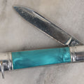 Lot 189 - Vintage Pocket Knife With Blue Pearlized Handle, Made In China, 1990s, 3-1/4" L