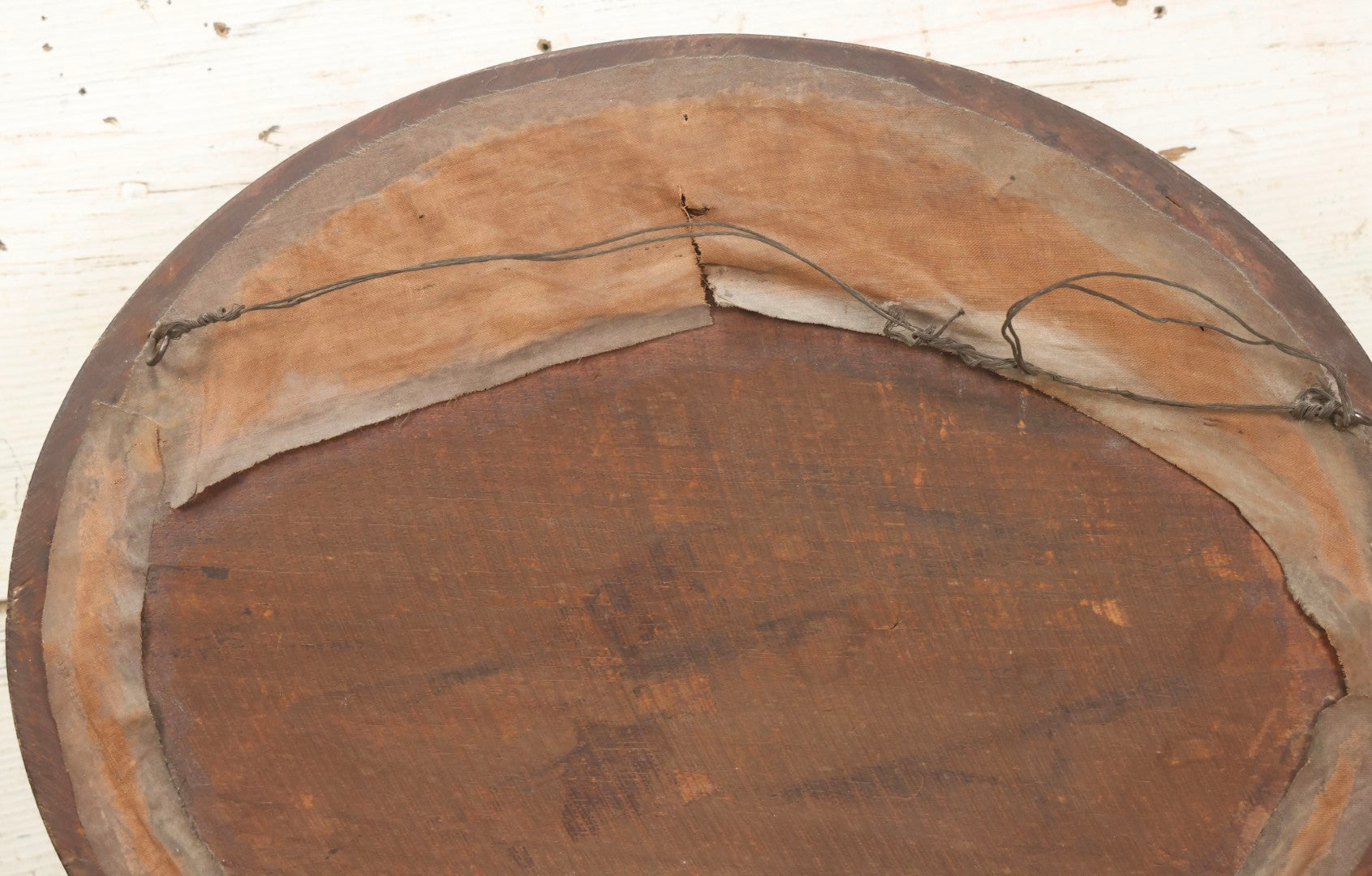 Lot 001 - Antique Victorian Mourning Memorial Human Hair Work Wreath In Deep Oval Shadowbox With Carte De Visite CDV Photograph Of Young Child In Blue Velvet Surround, 18-1/8" x 15-1/4"