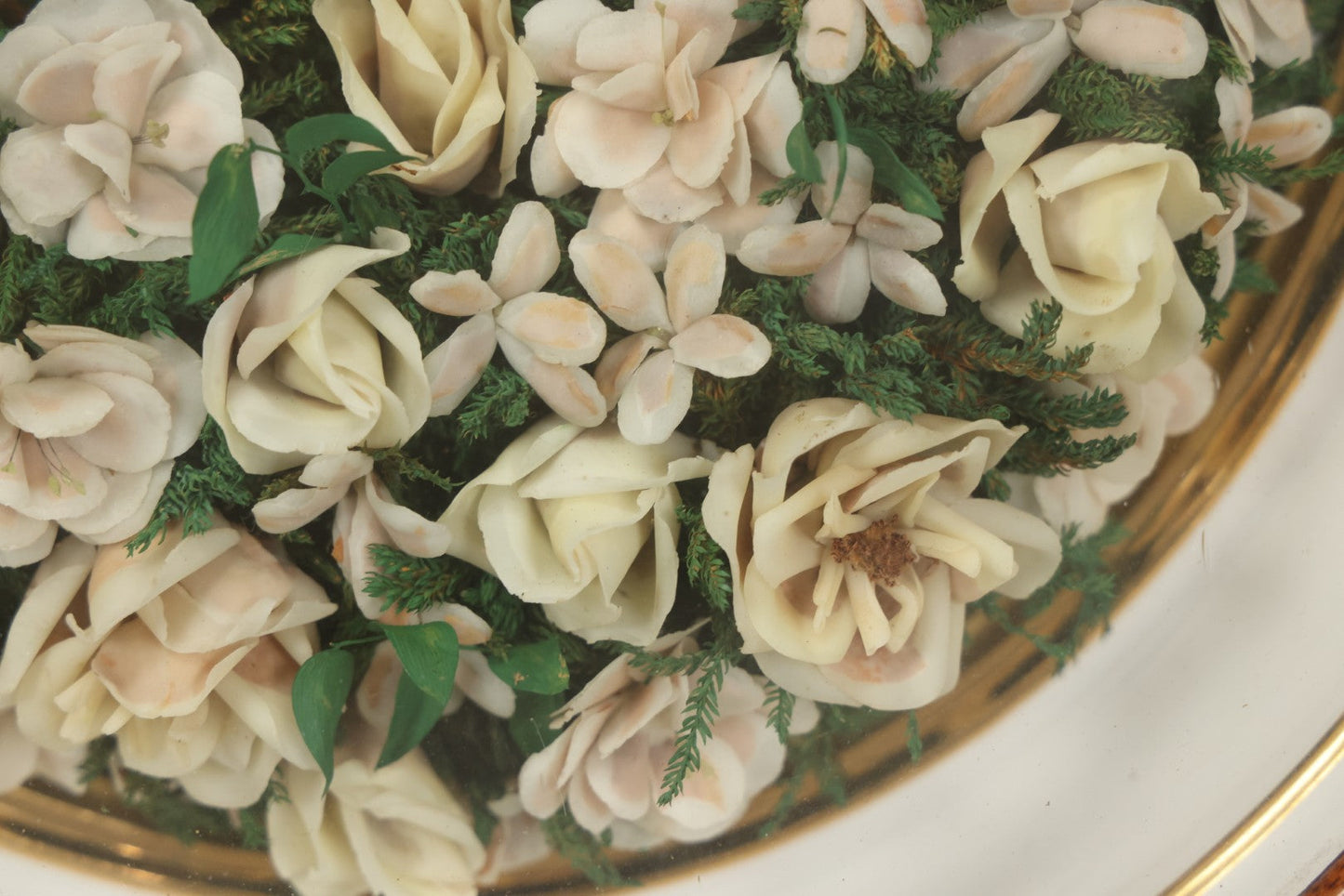 Lot 002 - Antique Victorian Mourning Memorial Preserved Flower Wreath "In Memory Of Our Darling George" In Original Deep Oval Shadowbox With Carte De Visite CDV Photograph And Hardy & Yarnall, Philadelphia Label, 17" x 20"