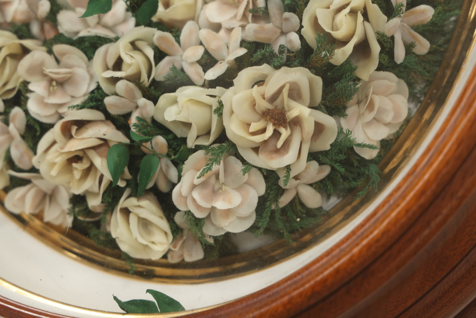 Lot 002 - Antique Victorian Mourning Memorial Preserved Flower Wreath "In Memory Of Our Darling George" In Original Deep Oval Shadowbox With Carte De Visite CDV Photograph And Hardy & Yarnall, Philadelphia Label, 17" x 20"