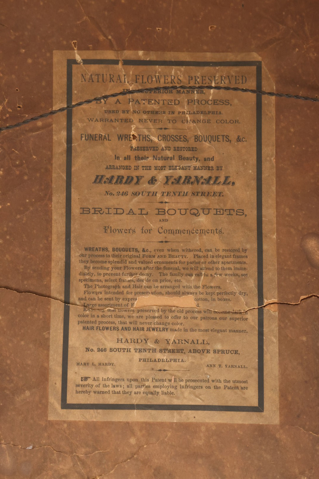 Lot 002 - Antique Victorian Mourning Memorial Preserved Flower Wreath "In Memory Of Our Darling George" In Original Deep Oval Shadowbox With Carte De Visite CDV Photograph And Hardy & Yarnall, Philadelphia Label, 17" x 20"