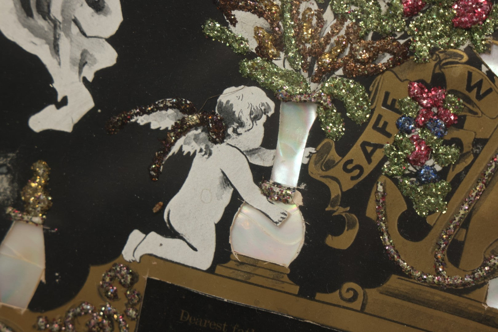 Lot 003 - Antique Edwardian Mourning Memorial Lithograph "In Loving Memory Of Our Dear Father Chas. E. Ege, Died August 13, 1905" With Gold And Glitter Accents, Mother Of Pearl Backing, Copyright 1903, William F. Hall, Philadelphia, 21-1/2" x 25-5/8"