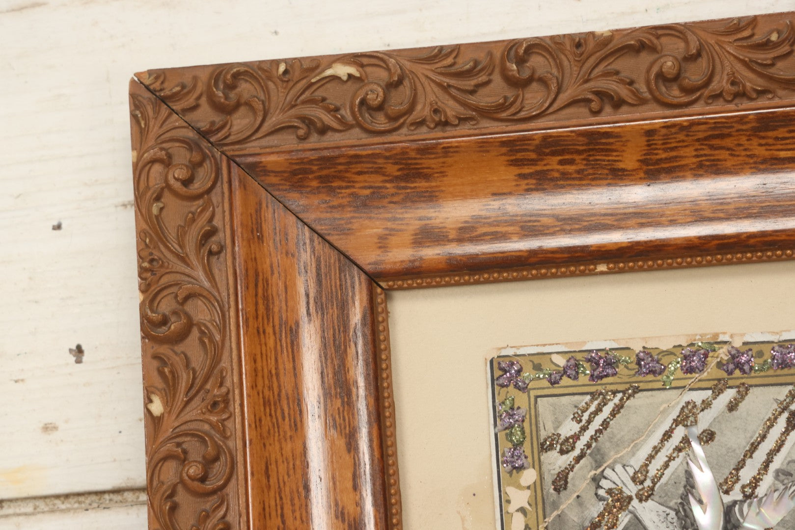 Lot 003 - Antique Edwardian Mourning Memorial Lithograph "In Loving Memory Of Our Dear Father Chas. E. Ege, Died August 13, 1905" With Gold And Glitter Accents, Mother Of Pearl Backing, Copyright 1903, William F. Hall, Philadelphia, 21-1/2" x 25-5/8"