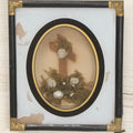 Lot 005 - Antique Shadow Box With Reverse Painted Glass And Seaweed, Shell, And Flower Cross Arrangement, Patented June 22, 1864, 5-1/4" x 6-1/8"