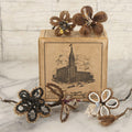 Lot 008 - Grouping Of Five Antique Victorian Human Hair Work Flowers With Beadwork Plus Fragment In Montgomery Ward & Co. Chicago Paper Box