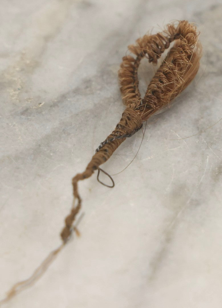 Lot 008 - Grouping Of Five Antique Victorian Human Hair Work Flowers With Beadwork Plus Fragment In Montgomery Ward & Co. Chicago Paper Box