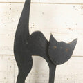 Lot 010 - Antique Folk Art Wooden Black Cat Silent Butler Ashtray Stand With Brown Glass Eyes And Diamond Tray, Unfinished Appearance, 24-5/8" H