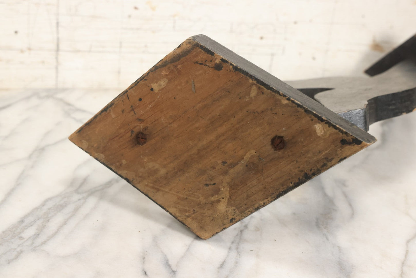 Lot 010 - Antique Folk Art Wooden Black Cat Silent Butler Ashtray Stand With Brown Glass Eyes And Diamond Tray, Unfinished Appearance, 24-5/8" H