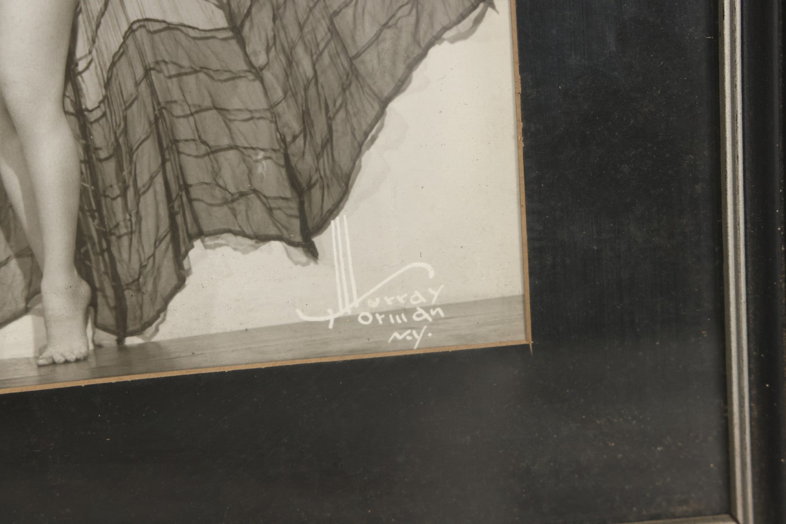 Lot 011 - Vintage Glossy Promotional Photograph Of Dancer In Risque Spider Costume, "Interpretation Of A Black Widow Spider," Photo By Murray Korman, New York City, Inscribed 1948 To Don Cappo, Possibly Depicting Dancer Lee Val, Framed, 11-3/4" x 13-3/4"