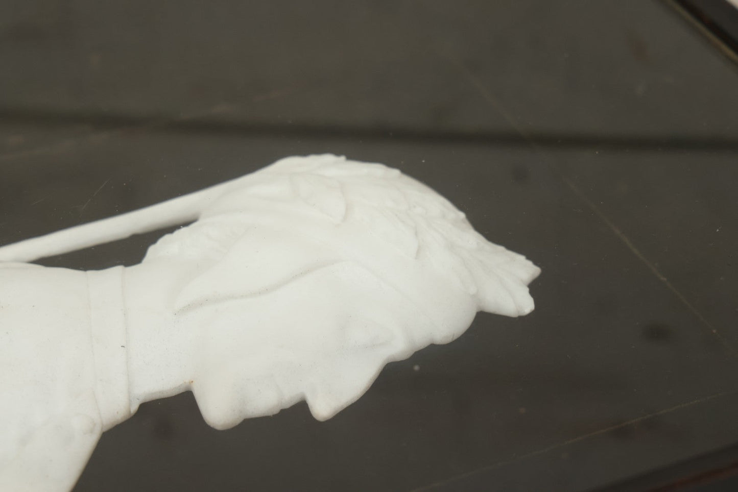 Lot 014 - Antique Shadowbox With Marble Bust In Profile Of Dante Alighieri, Black Velvet Backing, Frederick Keppel & Co., New York City, Marked No. D 355, 11" x 13-5/8"